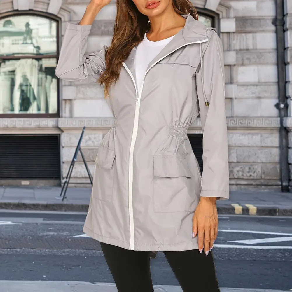 Impermeable ligero para mujer, impermeable con capucha al aire libre